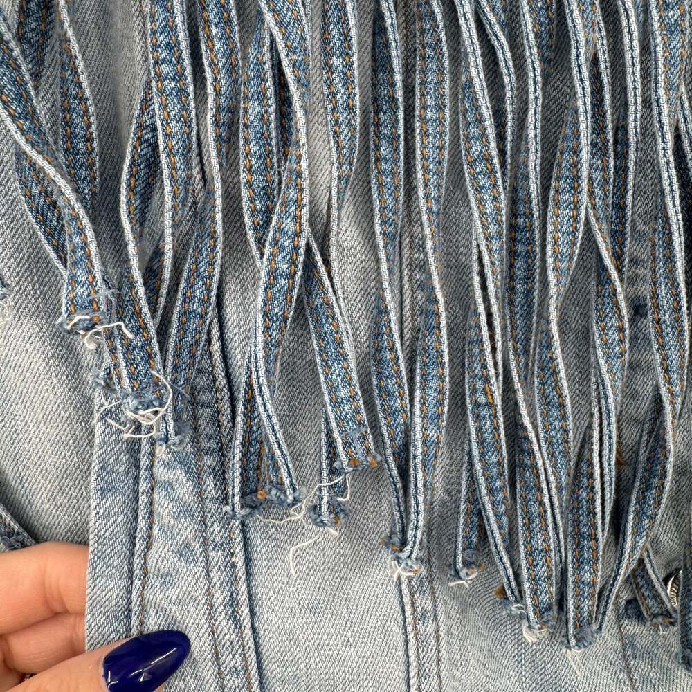 Universal Thread Fringe Denim Jacket Small Light Wash Western Button Front Rodeo - Picture 5 of 11